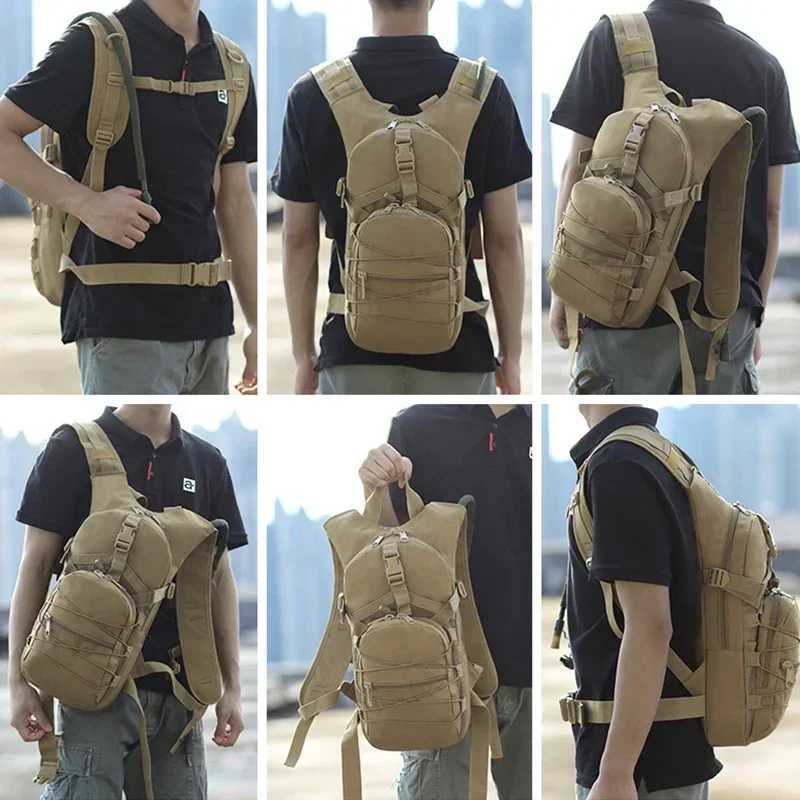Lightweight Tactical Backpack Water Bag Survival Daypack Hydration Hiking Bicycle Rucksack Camping Pouch BackpackC250407