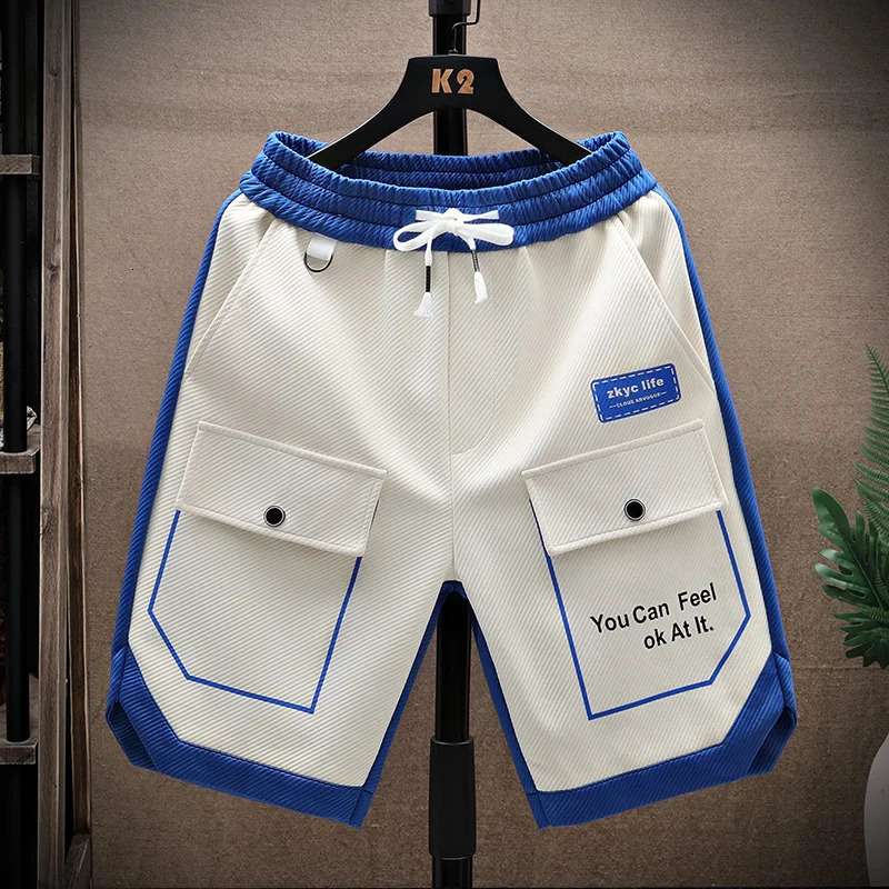 Summer running shorts for mens casual jogging sports shorts patch work drawstring loose sports shorts 250402