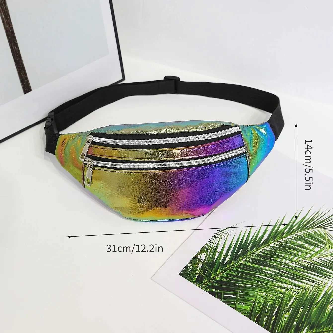 Holographic Fanny Pack Holographic waist bag Laser beach travel Banana Hip Bum Zipper waist bag Womens waist belt bag Z250407
