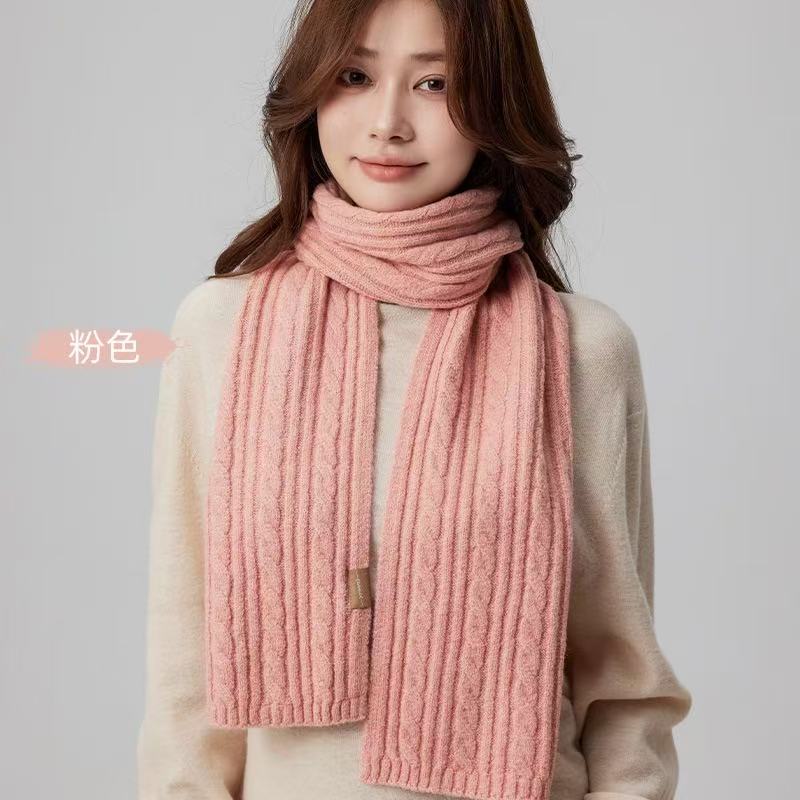 T2294 Solid Color Basic Wool Scarf for Women, Versatile and Thick for Winter