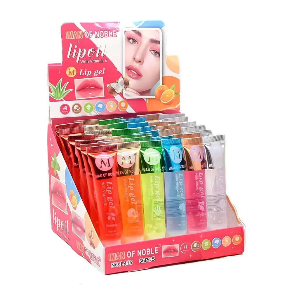 36Pcs Fruit Flavor Set Clear Vitamin E Moisturizing Gloss Women Girls Lip Oil Kawaii Lips Makeup Wholesale