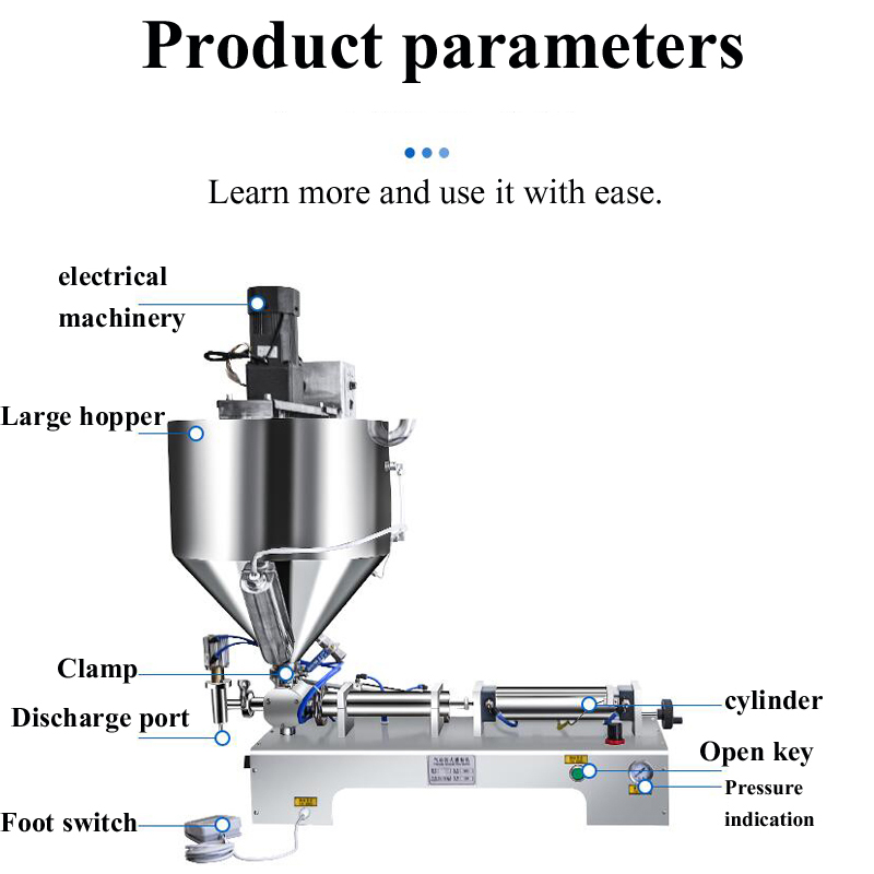 Viscous Paste Filling Machine Heating Stirring Mixing for Food Cream Bottle Filler Liquids Watercress Sauce Gel Filling Machine