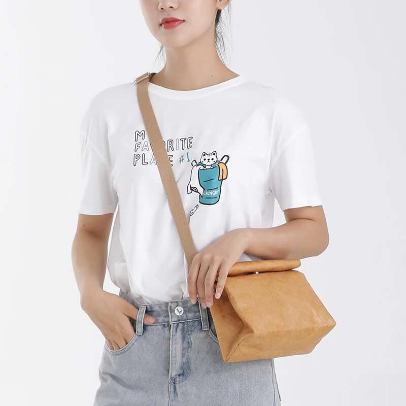 Design Single Shoulder Leisure Messenger New High Quality Kraft Paper Women Bag