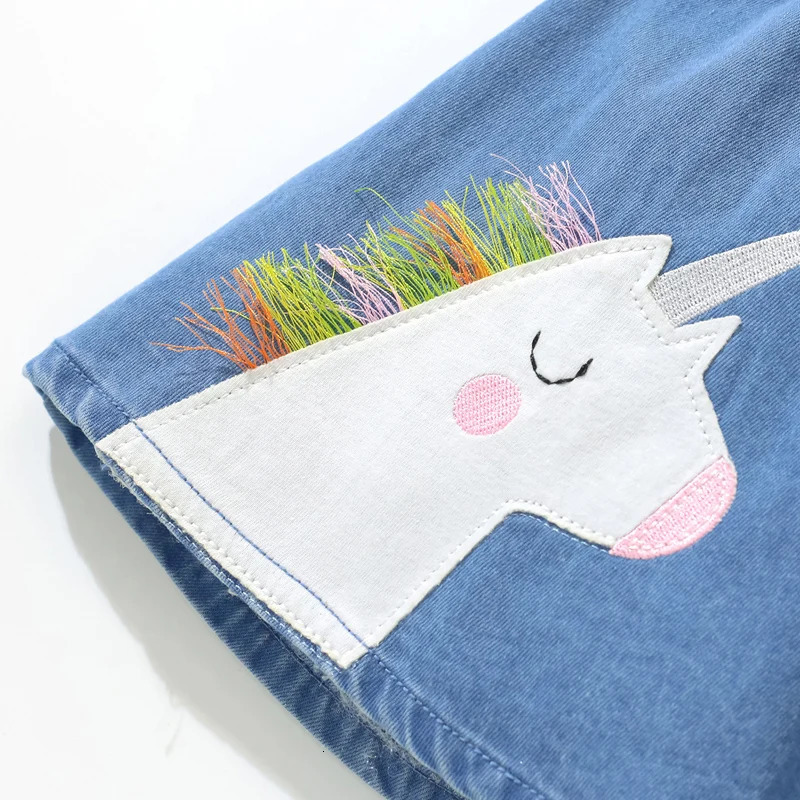 Little maven Girls Skirt Summer Unicorn Rainbow Denim Skirt Lovely Clothes Cotton for Toddler Infant Skirt Dress Kids Clothes 250408