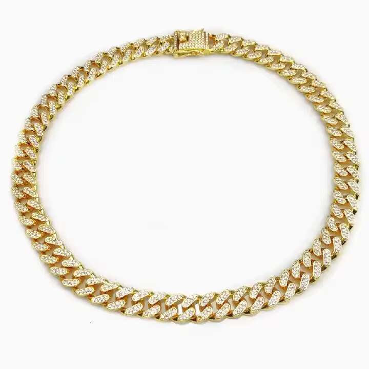 Ice Out Vvs Silicon Stone Gold Plated Cubin Chain Necklace