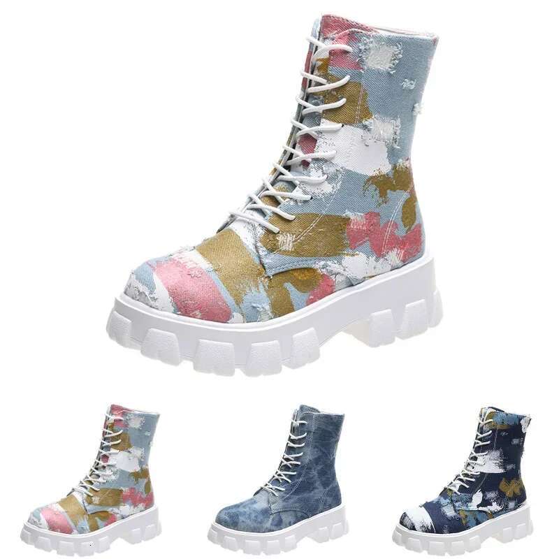 2025 New Style Fashionable Shoes Breathable Thick Bottom Retro Slip on Combat Boots Fashionable Design Casual Boots Trendy Casual Shoes1