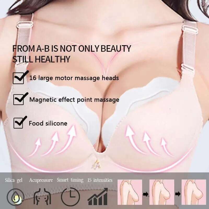 Wireless Vibration Chest Massager Breast Enhancement Instrument Red Light Therapybreast Massage Pads With Hot Compress