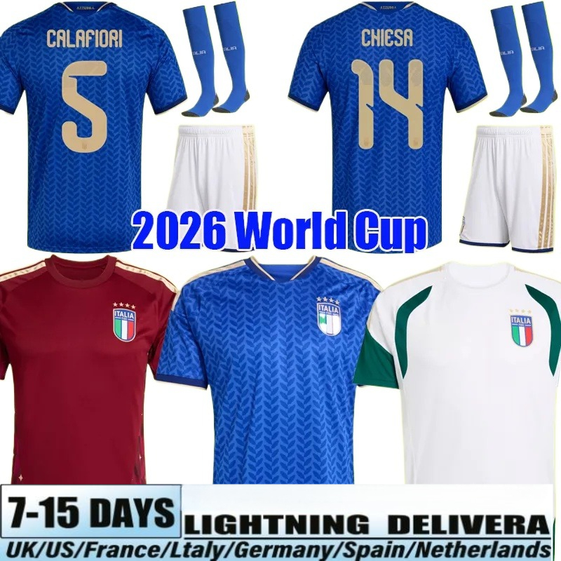 Italy Jersey 2026 World Cup Soccer Jerseys Men Kids Football Shirts 26 27 Away Home RETEGUI BARELLA FRATTESI PELLEGRINI GOALKEEPER