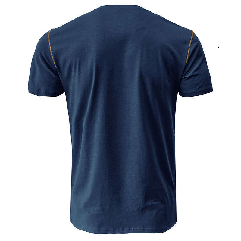 summer European American short sleeved men's Henry shirt top T-shirt new style chic and elegant clothing