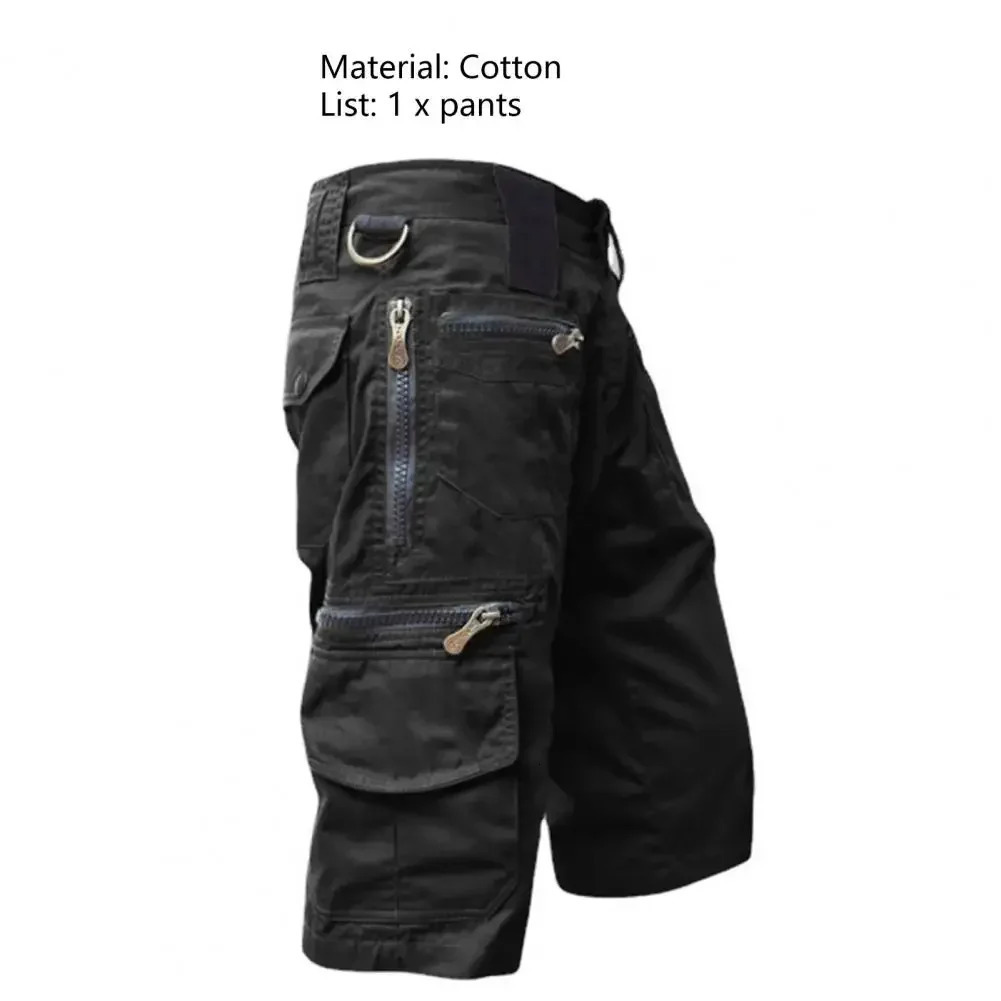 Mens military uniform cargo shorts tactical jogging solid color multi pocket summer casual straight mens 250403
