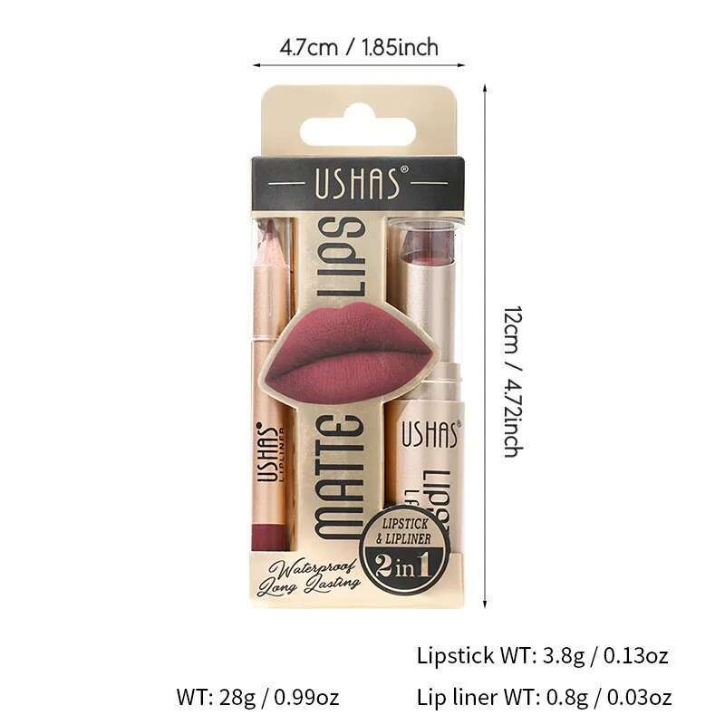 12 Colors Matte Nude Lipstick&Lip Set Waterproof Longlasting Er High Pigmented Slim Lip Sick Lips Makeup