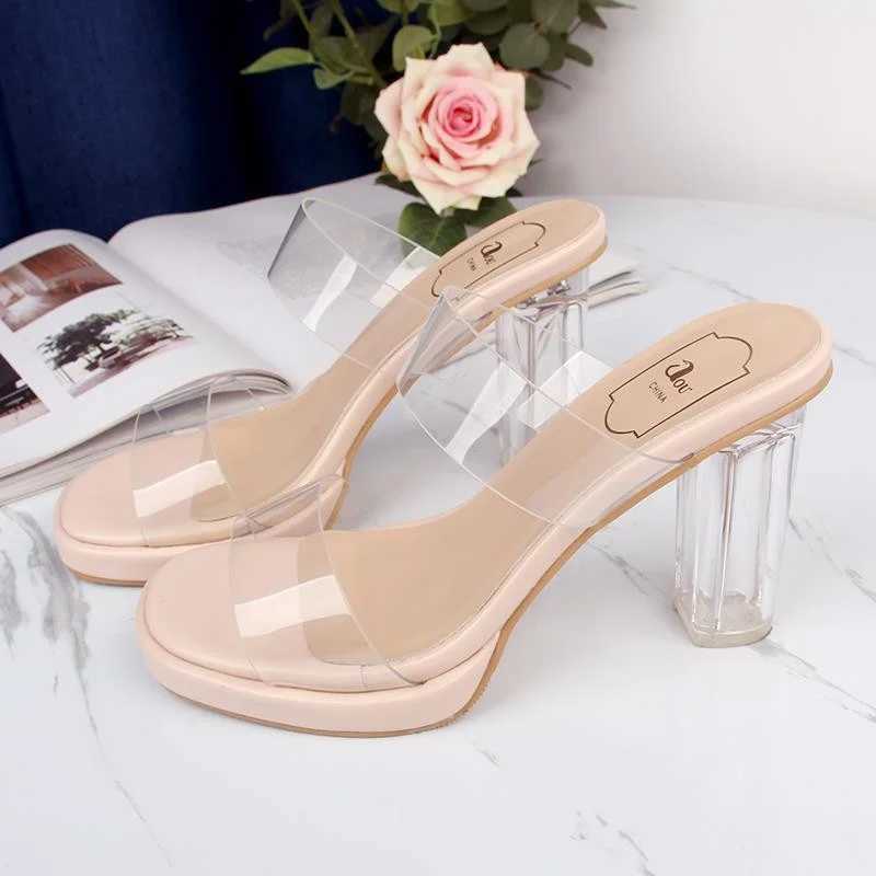 Transparent Shoes Womens Sandals Summer Shoes Transparent PVC High Pump Wedding Jelly Butty Damskie High HeelsXJ250407