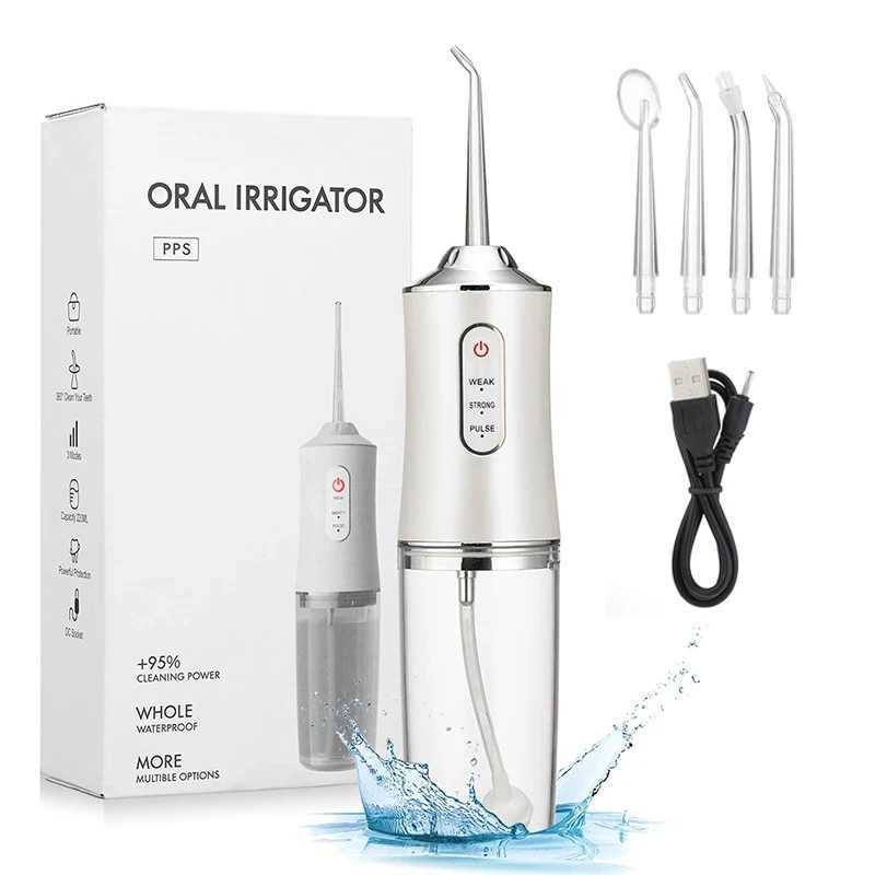 Oral irrigator+4 Jets 3-mode USB charging sink portable dental sink nozzle waterproof irrigator M250408