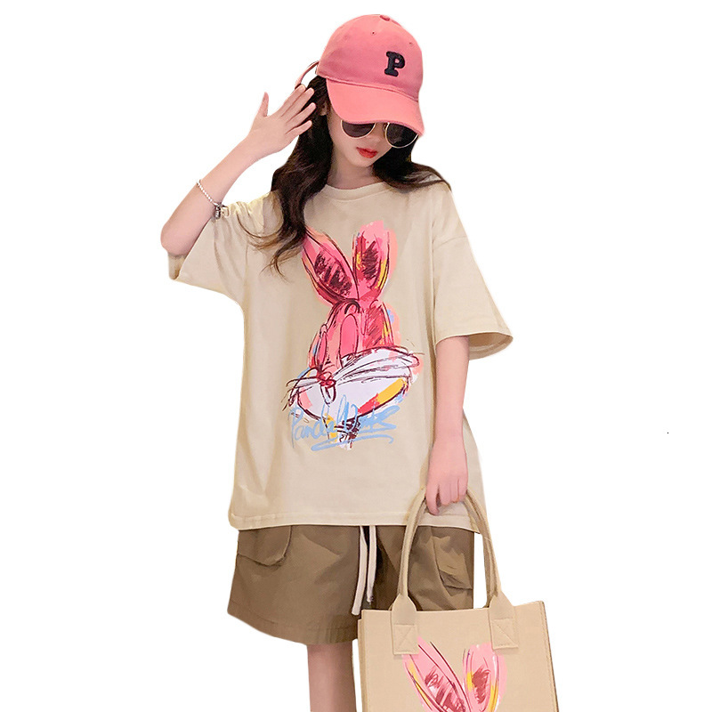 Ddmyshoesvip Girls Short Sleeved Pure Cotton Printed Round Neck Summer Loose New Style Western Style Children S T Shirt Women S Top