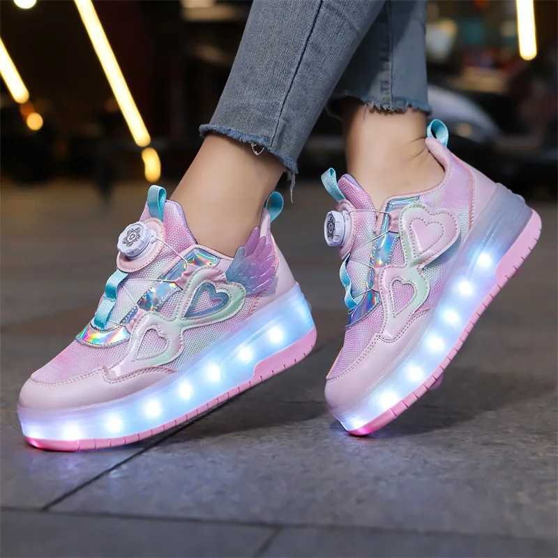 Walking shoes girls shoes will shine ice skating shoes new outdoor running roller skates fashionable childrens sports shoes breathable mesh shoes W250