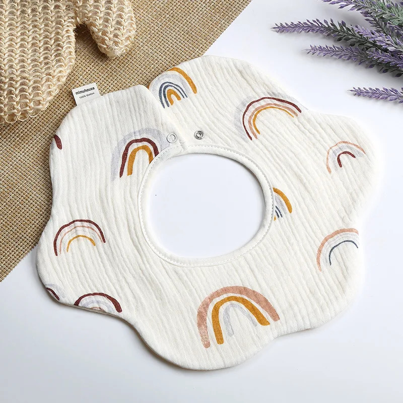 4/6pcs Four Seasons Pure Cotton 6-layer Gauze Bib Baby Drool Towel 360 Degrees Rotating Anti-vomiting Bib Baby Drool Pocket 250408