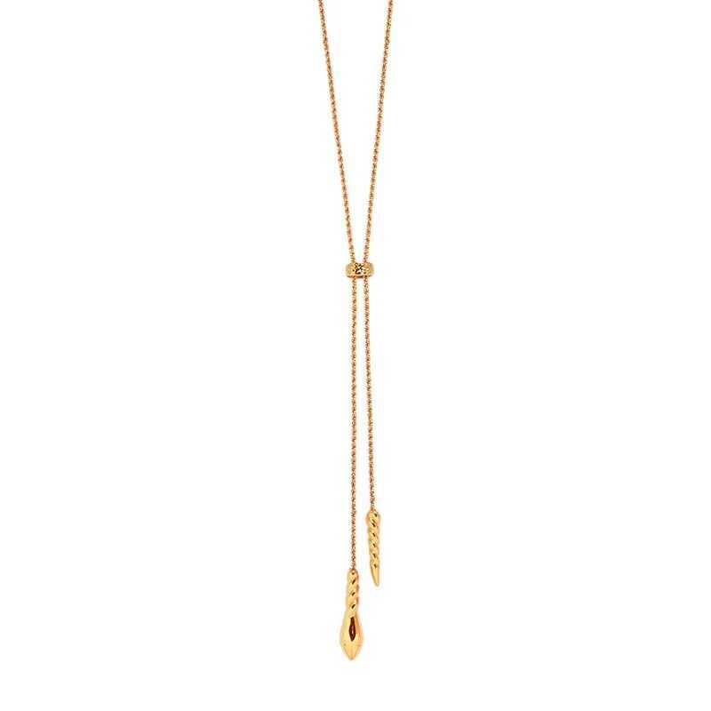 French Long Drawable Fried Dough Twists Necklace for Womne Niche High-end Fashion Banquet Vintage Pendant Sweater ChainC250407