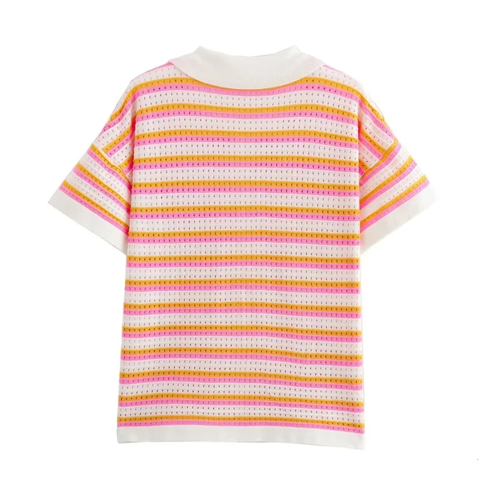 Knitted hollow single chest shirt high waist casual shorts set fashionable color blocking two-piece set 250401