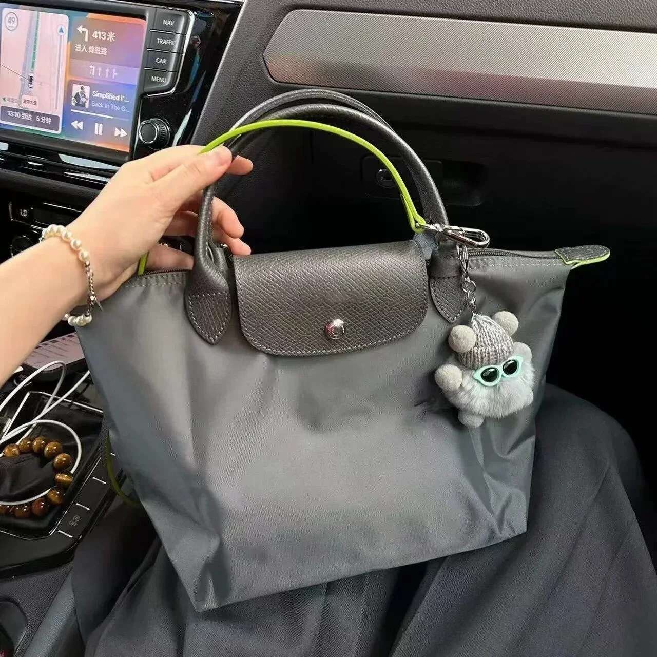Women's Shoulder Classic Color Block Folding Bag Waterproof Dumpg Handbag