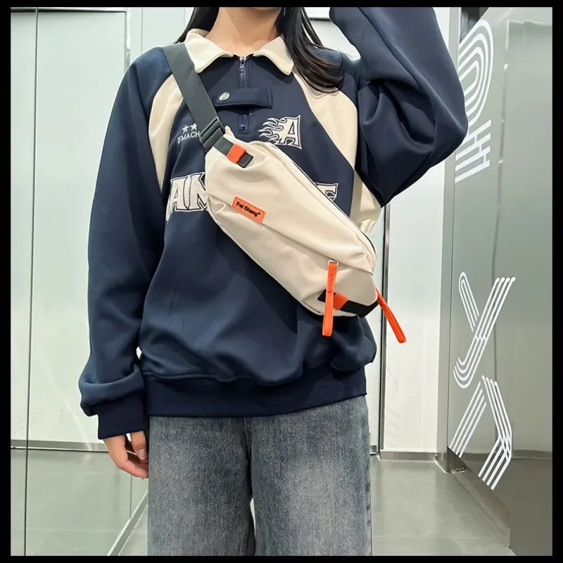 Womens Contrast Color Zipper Nylon Womens Waist Bag High Quality Fashion Casual Bolsas Femininas 250402