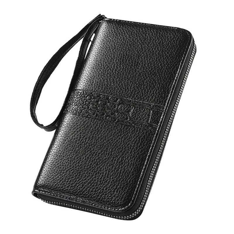 Men Leather Wallets Long Design Causal Purses Male Zipper Wallet Coin Card Holders Slim Money Bag High Capacity Case H2511071