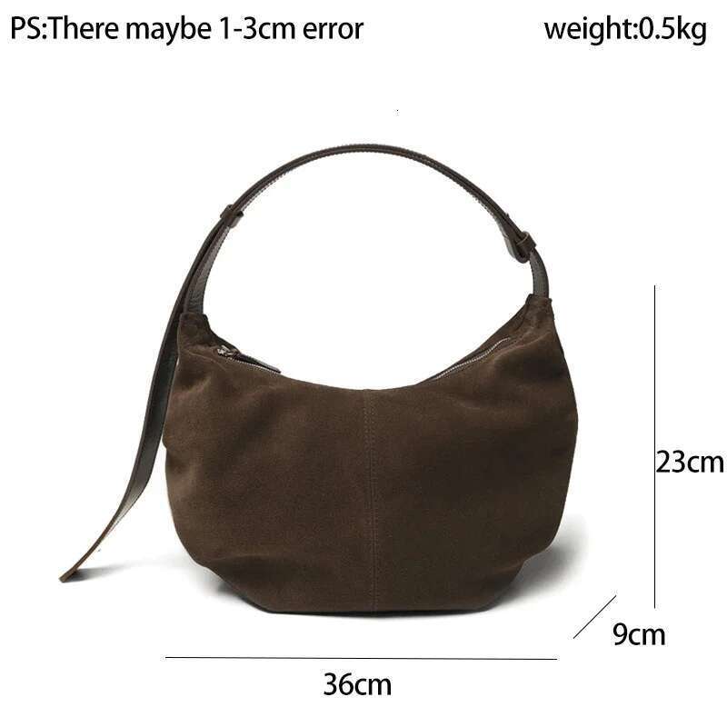 MABULA Genuine Suede Half Moon Women's Underarmshoulder Fashion Solid Hobo Phone Purse Design Vintage Handbag