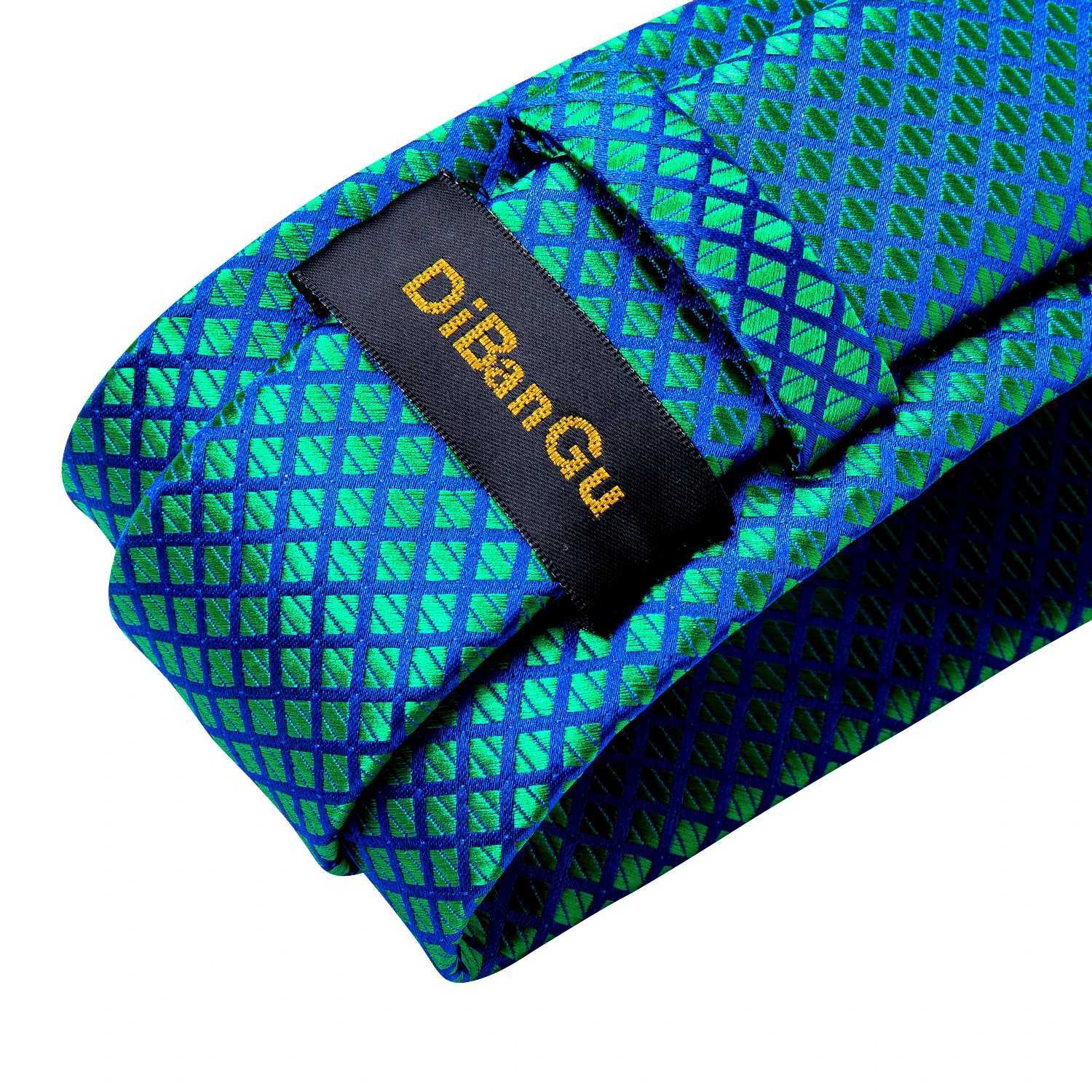 DiBanGu Men Necktie Teal Blue Paisley Designer Silk Wedding Tie For Men Tie Hanky Cufflink Tie Set Business Party Dropsing X250407