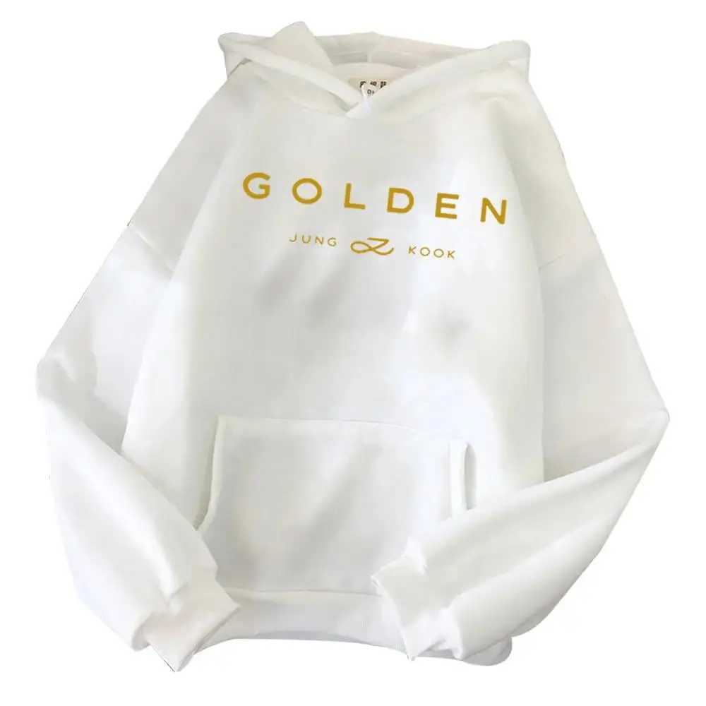 2024 Hot Hoodies Jungkook Kpop Hoodies Retro Sportswear Sudaderas Winter Warm Gold Album Merch Unisex Hoodies Men and Women W250408