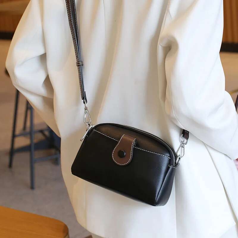 Women Versatile Cowhide Leather Handbag Small Purse Ladies New Fashion Texture Phone Bag Single Shoulder Messenger Casual Bags