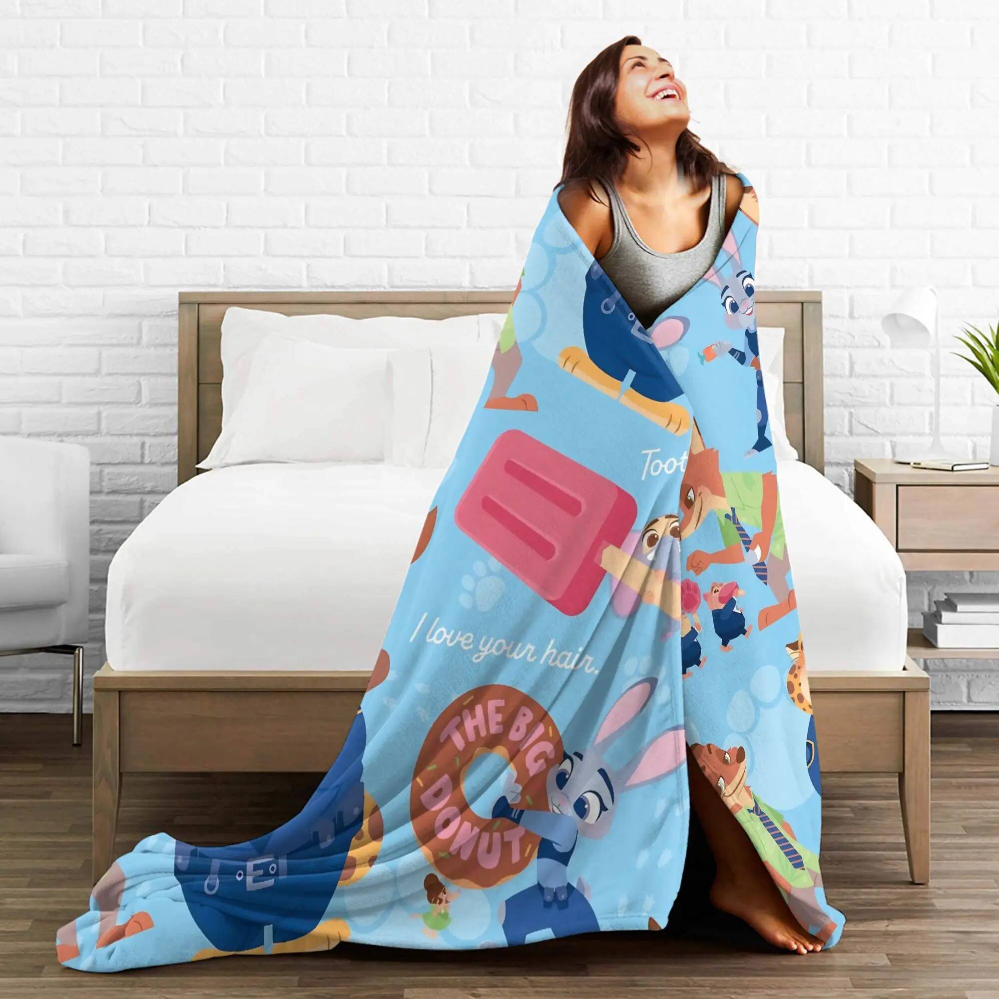 Custom Zootopias 2 Nick Wilde Judy Quality Warm Throw Blanket Winter Camping Home Decor Print Bedspread