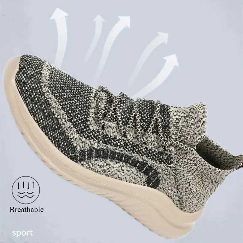 Mens casual walking shoes flight weaving sports shoes fashionable casual sports shoes thick soled walking and running shoes W250407