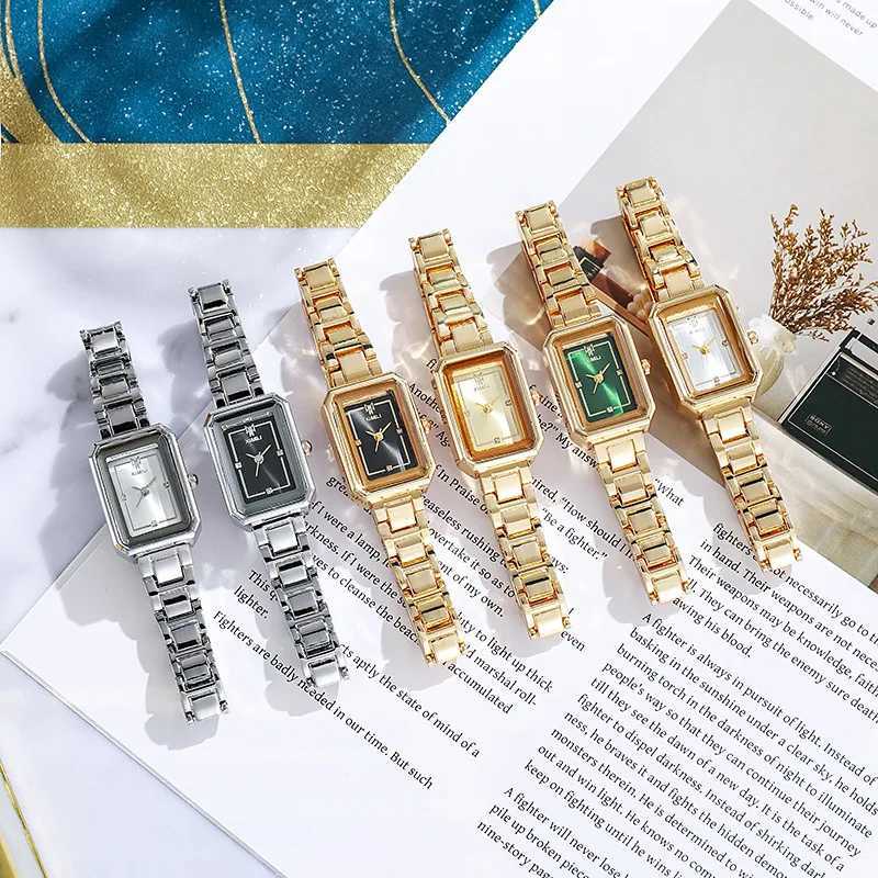MAYZHISU Womens Watch Luxury Alloy Strap Womens Quartz Watch Fashion Womens Square Watch Simple Womens Folding WatchT250408