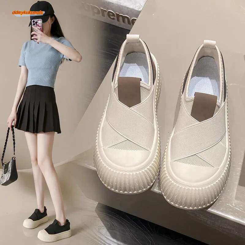 Women's Foreign Style Board New Set of Round Head Breathable and Non-Slip Rubber Casual Acts, Korean Fashion, 2024 #ddmykukumalu