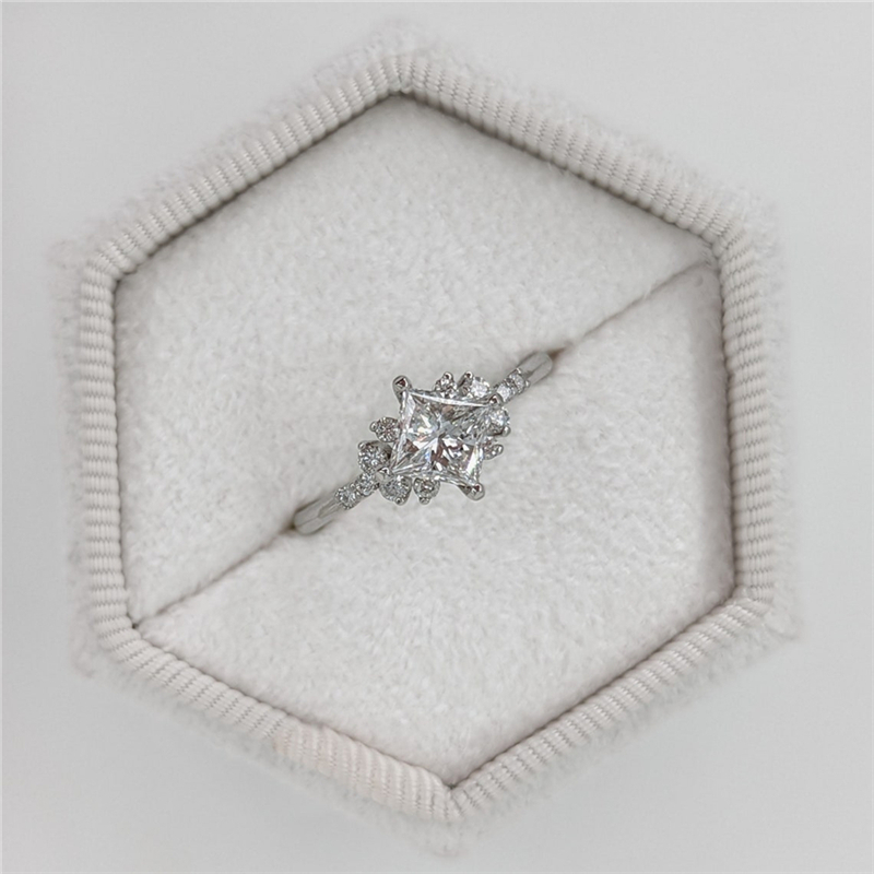 Jewelry 1.0 Carat Princess Lab Diamond Ring For Women 18K 14K Real Gold Womens Wedding Ring Engagement Fashion Design Anniversary Gift For Her