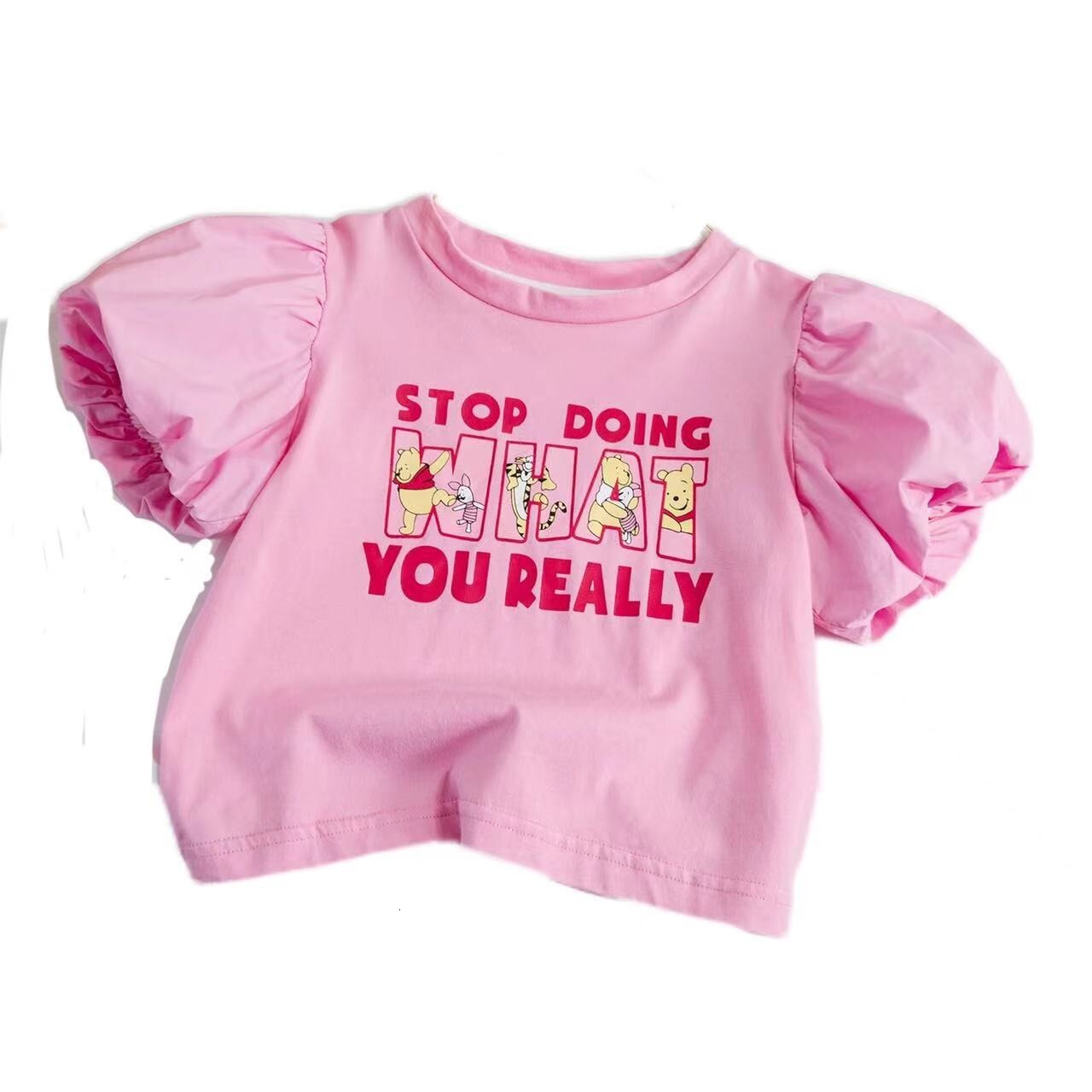 Ddmyshoesvip Girls Cotton Bubble Sleeves Short Sleeved T Shirt Trendy Summer Outfit New Children S Baby Korean Version Cute Western Style Loose Top