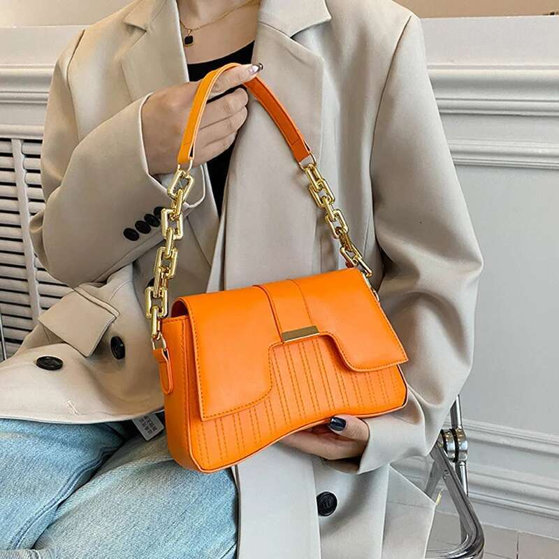 New Designer Bag For Women Fashionable High-end Outdoor Acrylic Chain Shoulder Bag Women's Handbag Casual Solid Color Leather Women's Armpit
