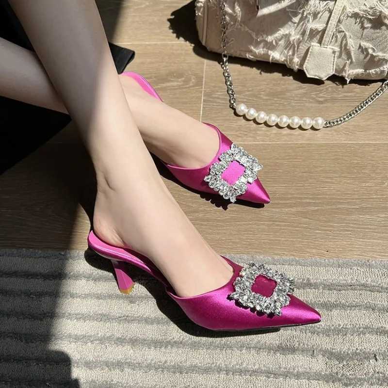 Womens sandals summer new slider toe strap mule shoes womens Fi Rhine womens high heels sexy party pumpXJ250407
