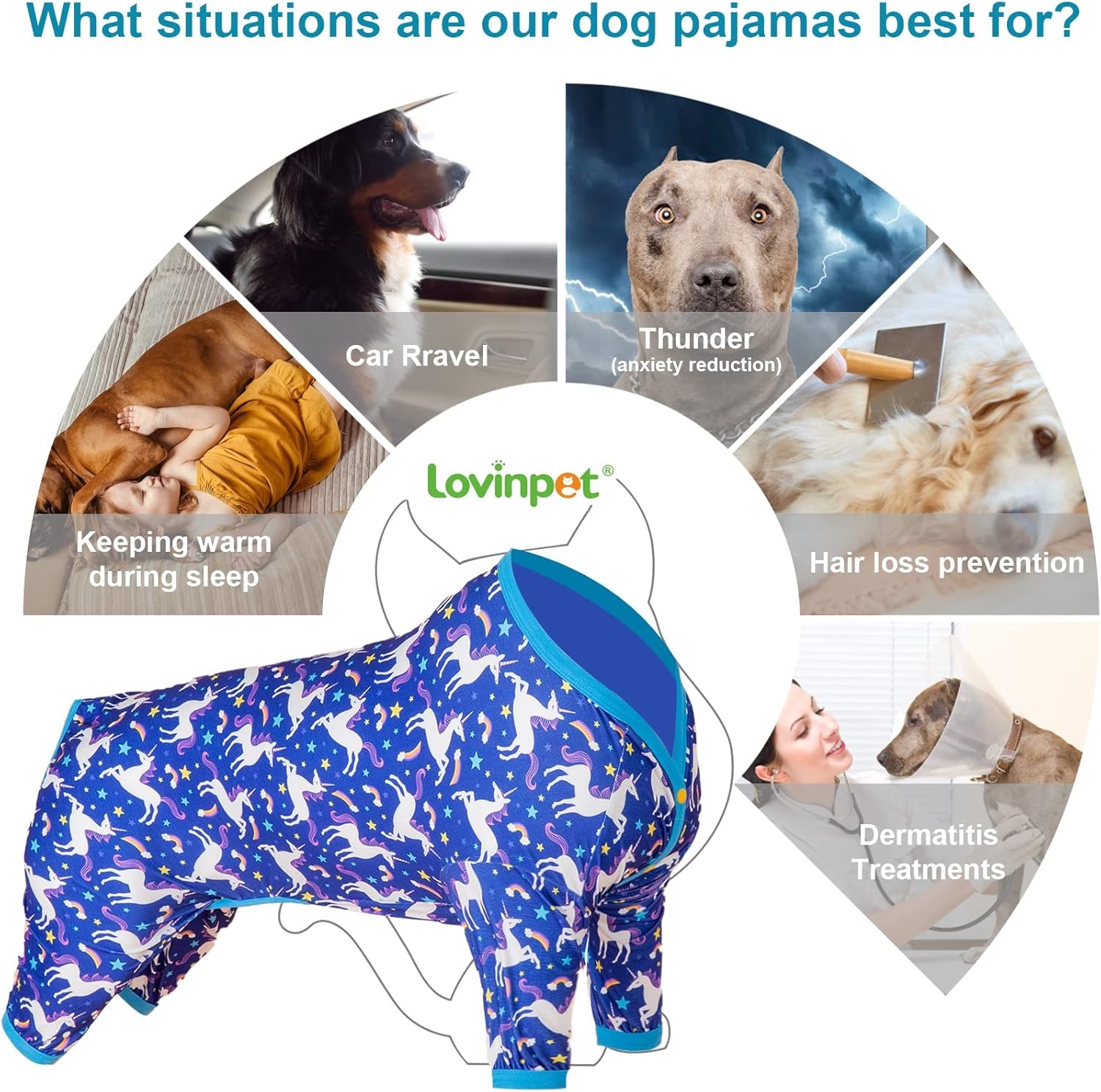 LovinPet Pitbull Dog Shirts Anti Licking Pet Anxiety Calming Onesies Lightweight Stretchy Fabric Chasing Dreams Horse Print Large Breed Dog Clothes Bl