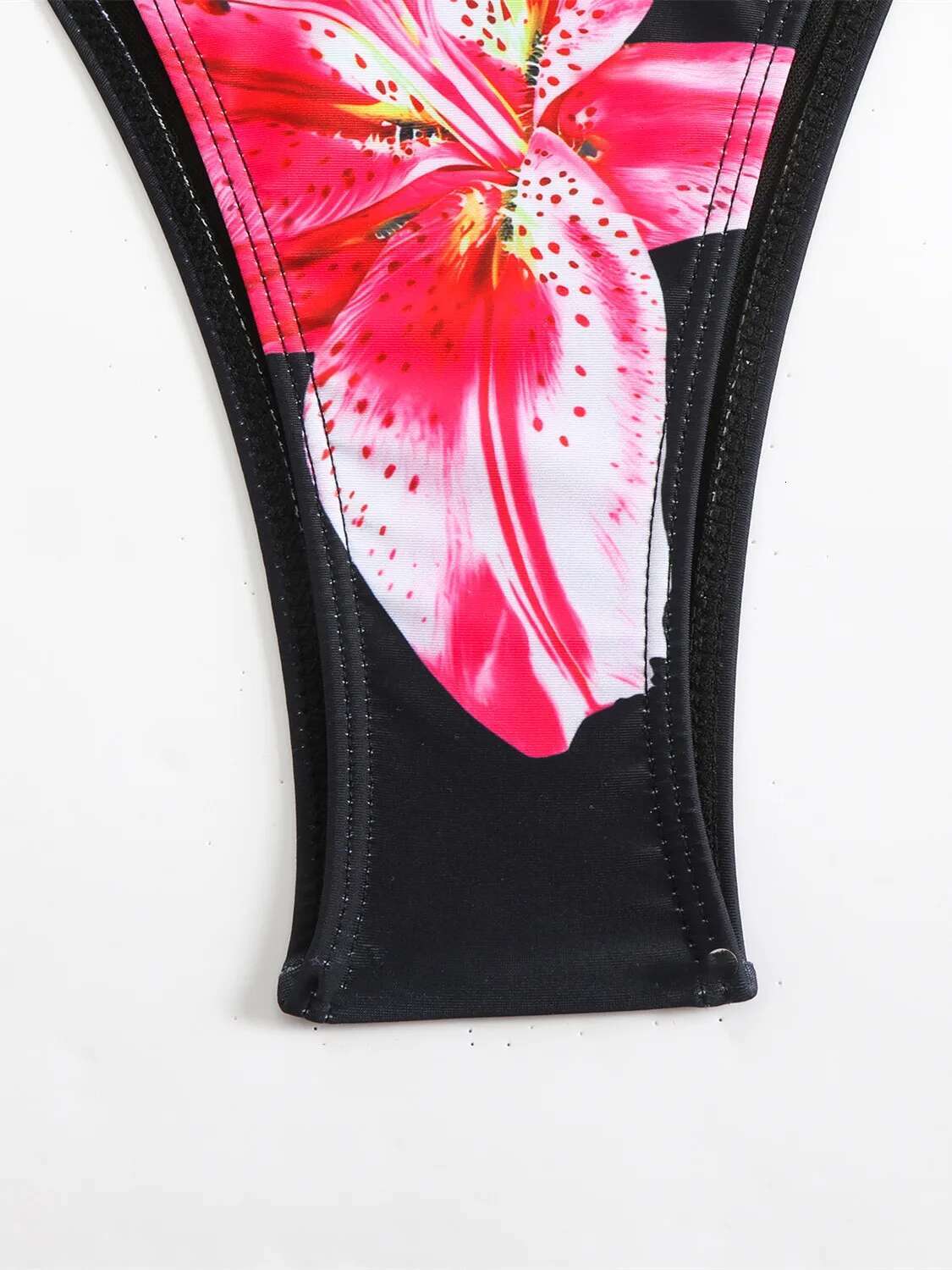 Dongdumaoyi Sexy Micro Bikini Women Black Floral Print Push Up Bra Tie Side Thong Swimsuit Brazilian Beach Bathing Suit Pool Swimwear