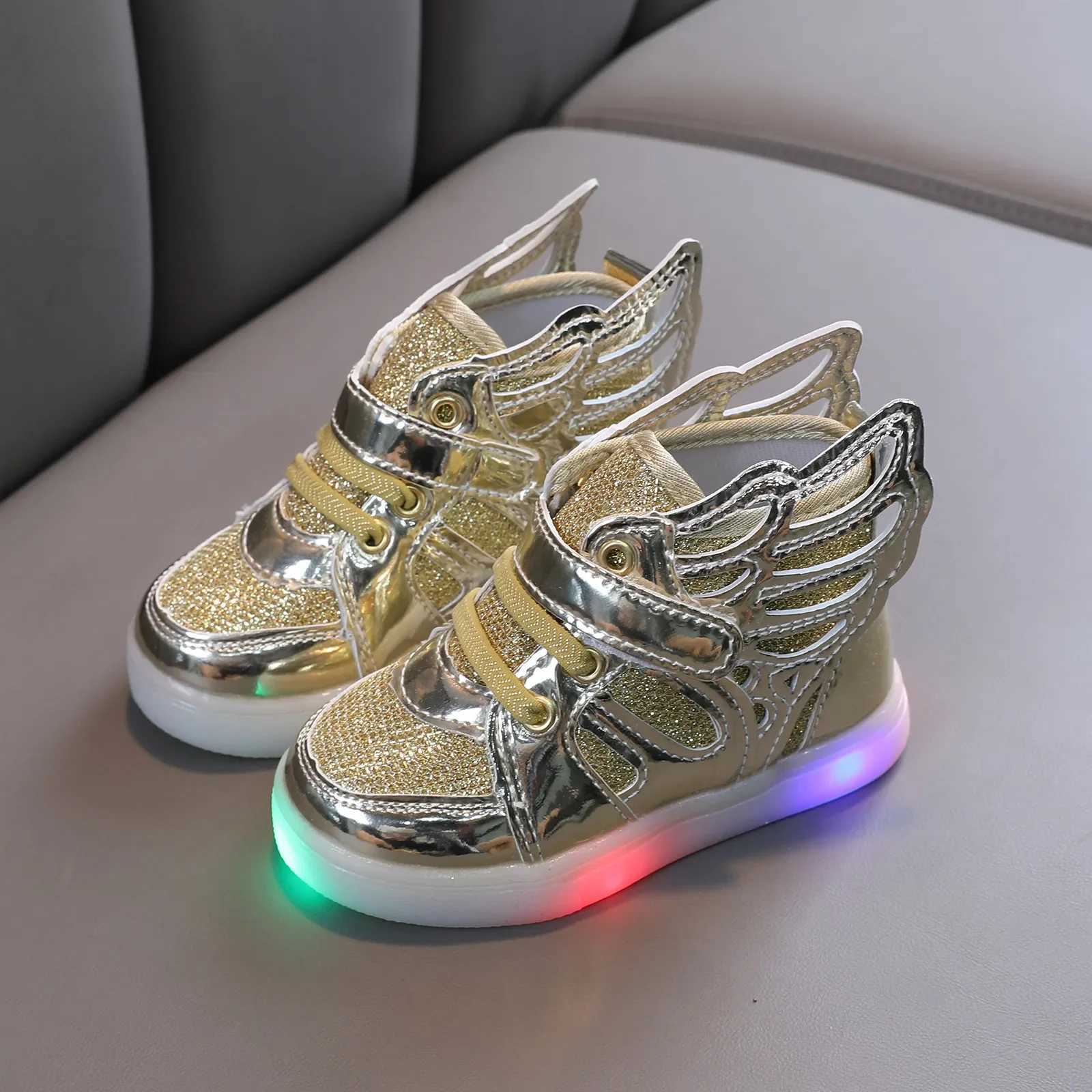 Childrens sports shoes baby girls childrens luminous sports shoelaces light girls sports shoes sizes 21-30 LED lights childrens casual shoes W250407