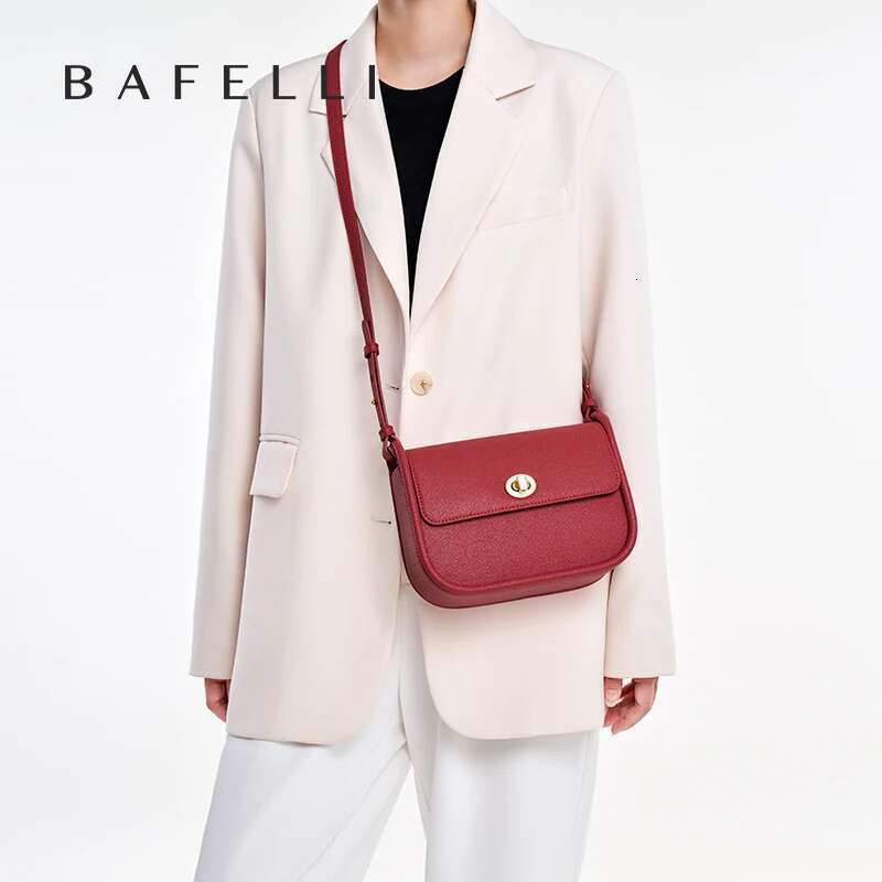 BAFELLI 2024 Women's NEW TREND LEATHER SADDLE BAGS FASHION STYLE ORIGINAL DESIGNER BRAND CASUAL CROSSBODAY PURSE SHOULDER