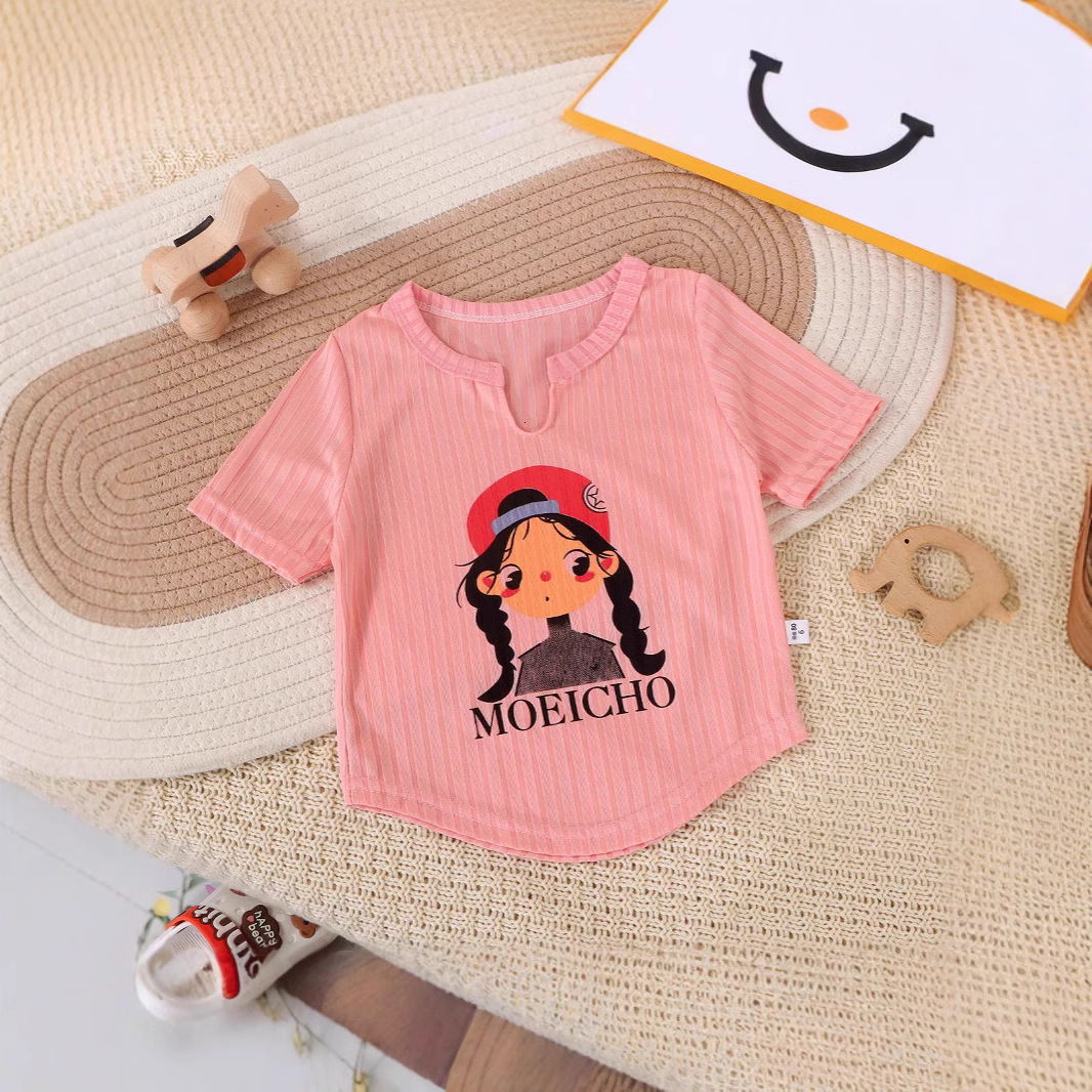 Ddmyshoesvip Girls Ice Silk Short Sleeved T Shirt New Summer Thin Top Base Coat Fashionable Children S Clothing Trend