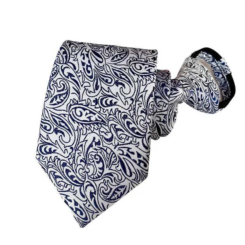Hot Sell Style 8CM Zipper Tie Men Bridegro Wedding Necktie Lazy Pre-tied Ties Striped Zipper Necktie For Men Wen Wholes X250407