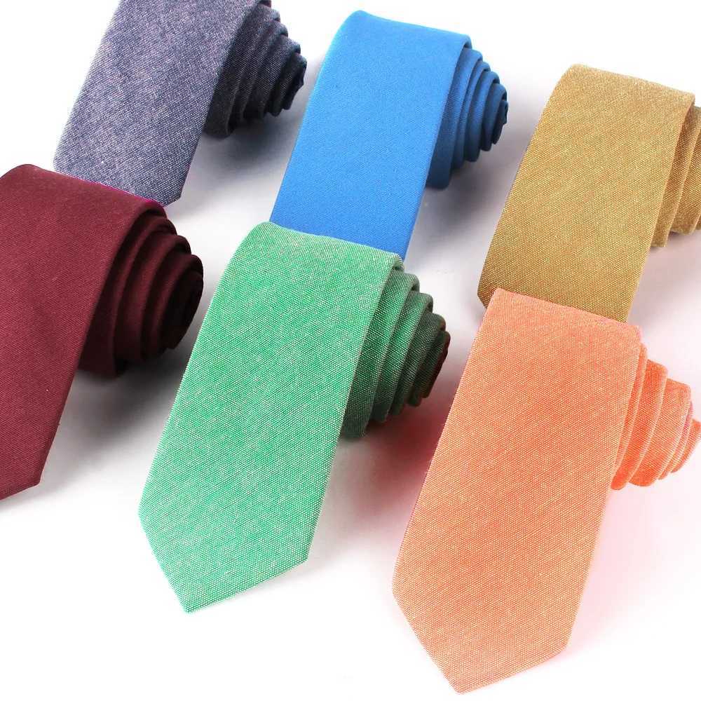 Cotton Skinny Neck Ties For Men Wen Wedding Tie For Gro Suits Ties Boy Girls Slim Necktie Gravata Solid Color Neckties Gifts X250407