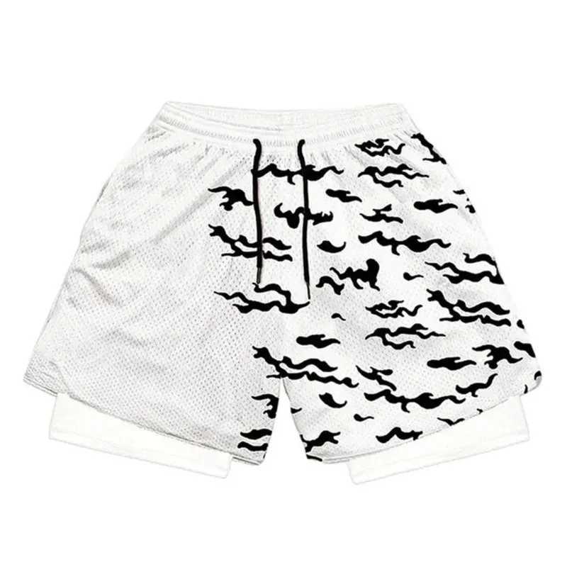 Curse Mark Fitness Shorts Fashion Anime Sports Compression Shorts Exercise Mens Summer Beach 2-in-1 Performance ShortsXJ250407