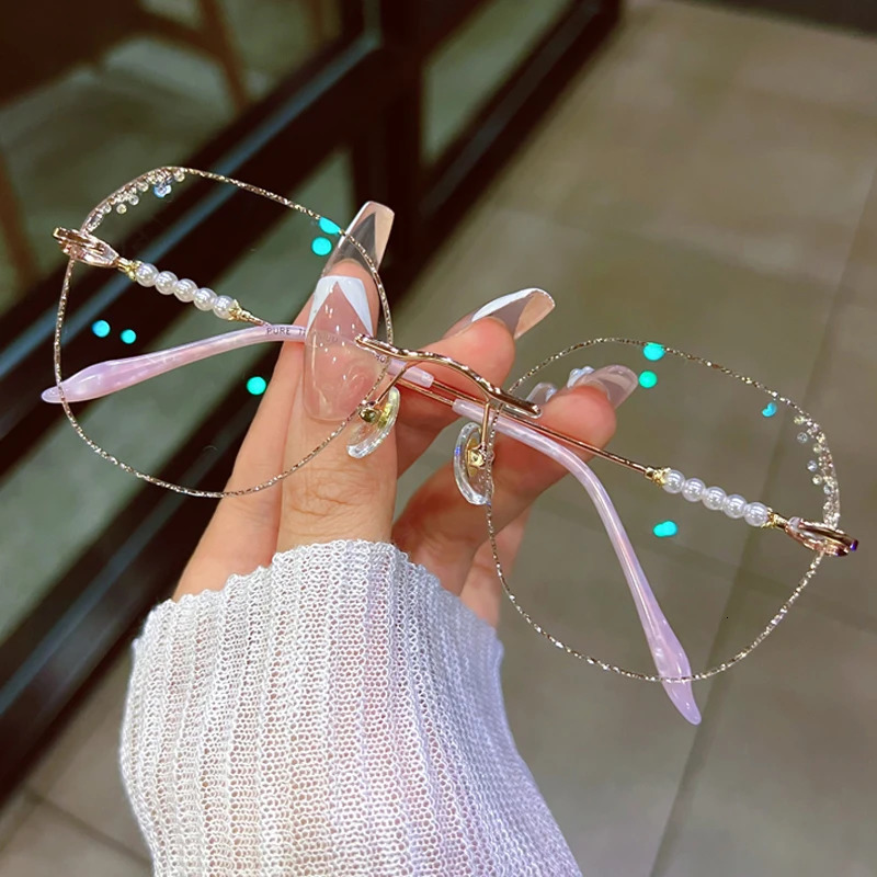 Fashion Retro Borderless Polygonal Glasses Ultra Light Alloy Glasses Myopia Astigmatism Beyond Sight Box 250407