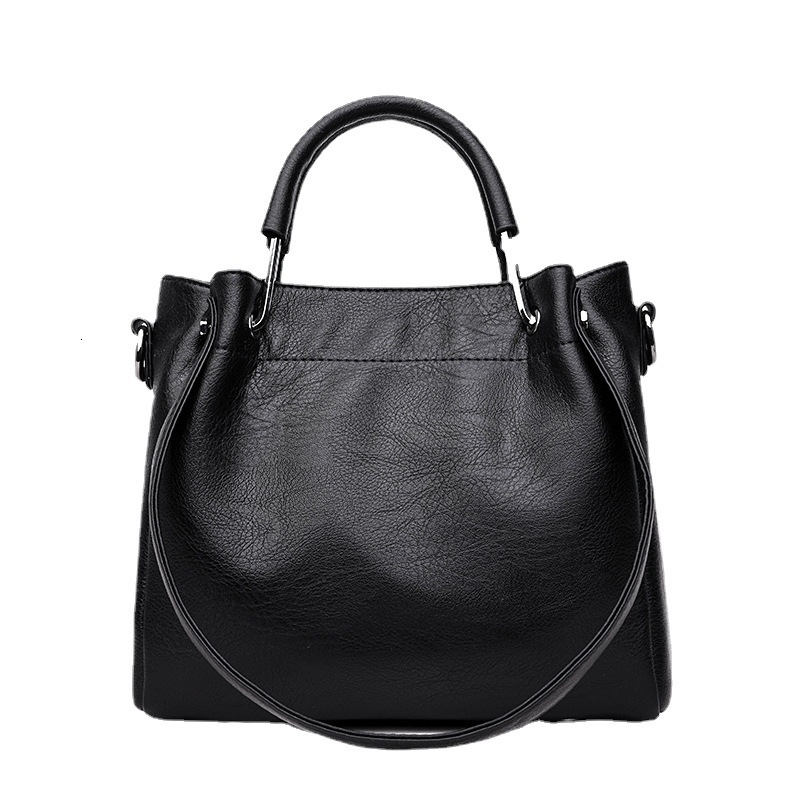 Large Capacity Bucket Bag Women's Retro Fashion Soft Leather Design Bag Commuter Single Shoulder Crossbody Tote
