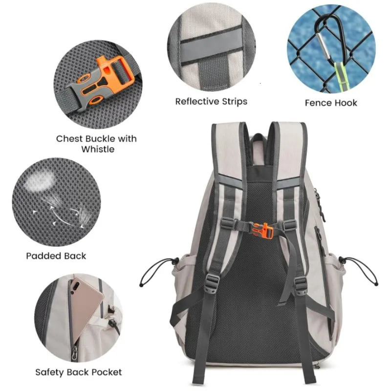 Tennis Bag Portable Tennis Backpack Large Capacity Ball Pack Racket Storage Daypack Outdoor Pickleball Bag with Shoe Compartment 250402