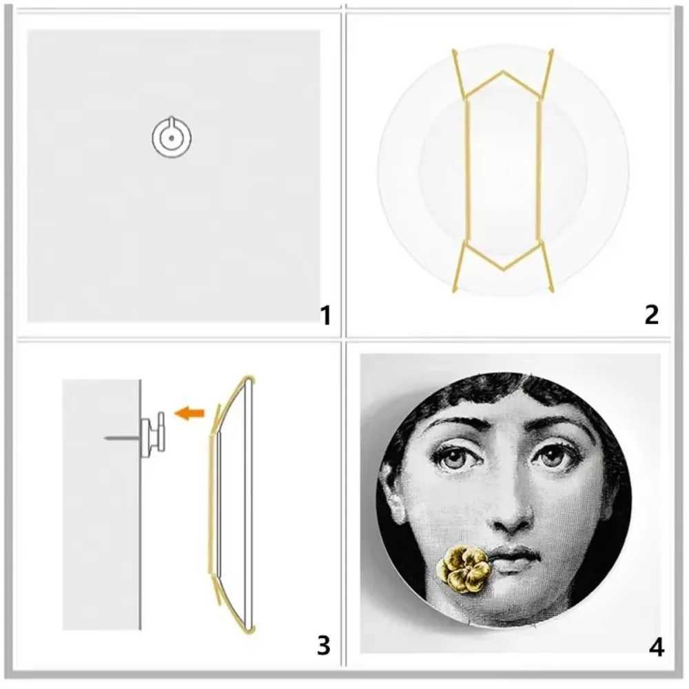 Retro wall mounted tableware painting decorative panels retro ceramic art womens face decoration with bracket 6/7/8 inches X250408