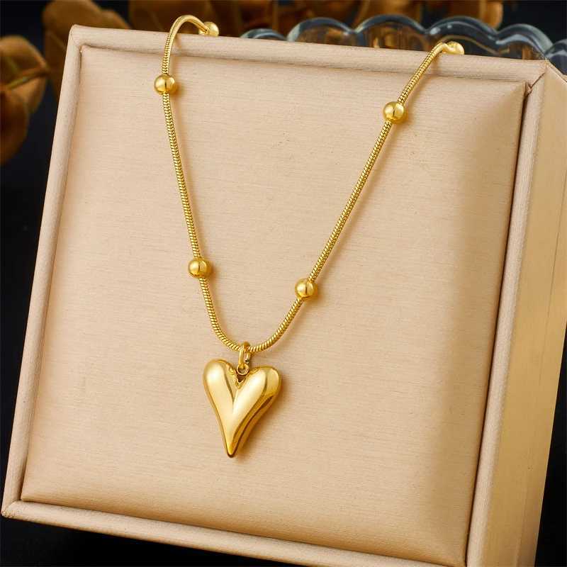DIEYURO 316L stainless steel simple and elegant heart-shaped necklace bracelet set for womens new trend love series jewelry gift set Y250408